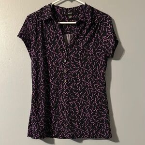 Alfani Black and Pink Swirl Button Down Shirt Size Large